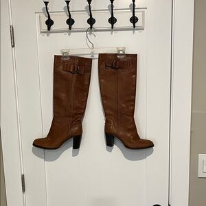 Brown Leather Knee-High Boots
